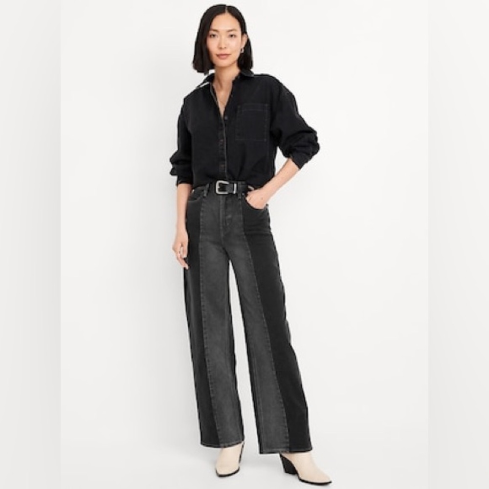 Old Navy Women's Black and Gray Two Tone Jeans